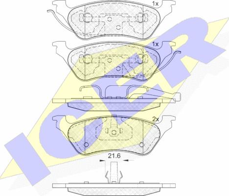 Icer 181564 - Комплект спирачно феродо, дискови спирачки vvparts.bg