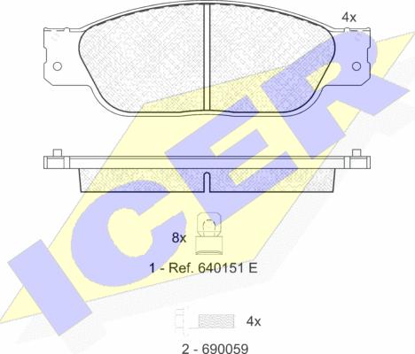 Icer 181561 - Комплект спирачно феродо, дискови спирачки vvparts.bg