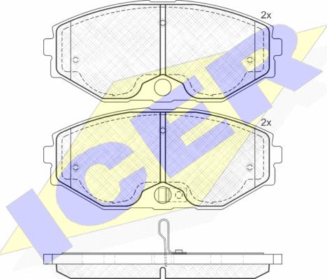 Icer 181568 - Комплект спирачно феродо, дискови спирачки vvparts.bg