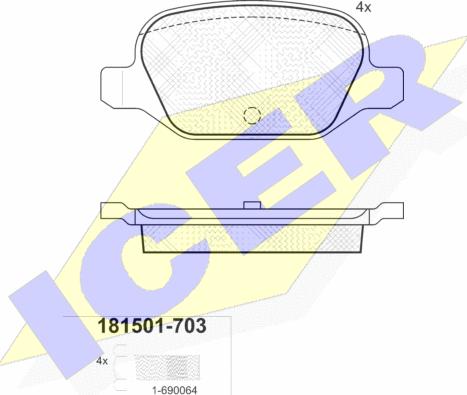 Icer 181501-703 - Комплект спирачно феродо, дискови спирачки vvparts.bg