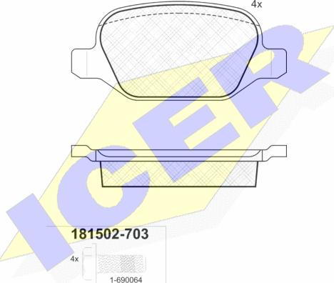 Icer 181502-703 - Комплект спирачно феродо, дискови спирачки vvparts.bg