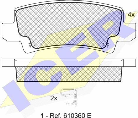 Icer 181514 - Комплект спирачно феродо, дискови спирачки vvparts.bg