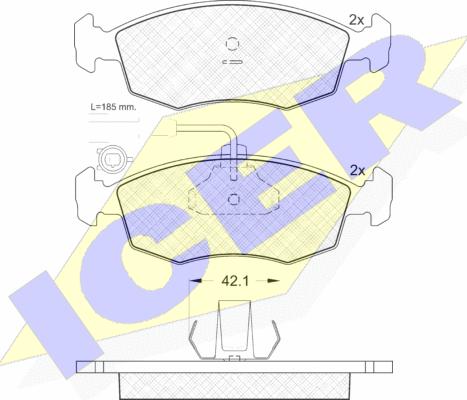 Icer 181518 - Комплект спирачно феродо, дискови спирачки vvparts.bg