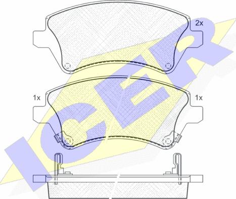 Icer 181513 - Комплект спирачно феродо, дискови спирачки vvparts.bg