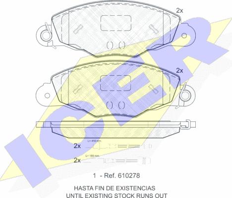Icer 181588 - Комплект спирачно феродо, дискови спирачки vvparts.bg