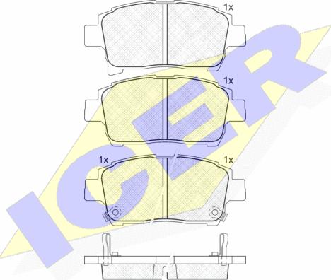 Icer 181583 - Комплект спирачно феродо, дискови спирачки vvparts.bg