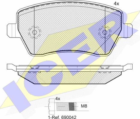 Icer 181534-700 - Комплект спирачно феродо, дискови спирачки vvparts.bg
