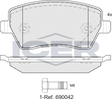 Icer 181534e1 - Комплект спирачно феродо, дискови спирачки vvparts.bg