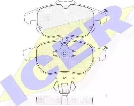 Icer 181536 - Комплект спирачно феродо, дискови спирачки vvparts.bg