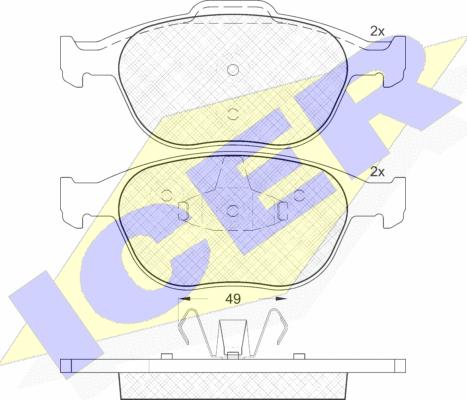 Icer 181537 - Комплект спирачно феродо, дискови спирачки vvparts.bg