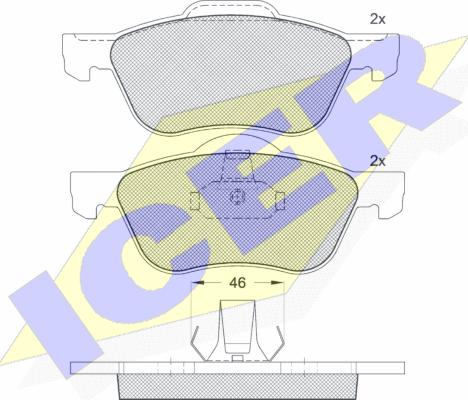 Icer 181528 - Комплект спирачно феродо, дискови спирачки vvparts.bg