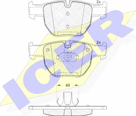 Icer 181574 - Комплект спирачно феродо, дискови спирачки vvparts.bg