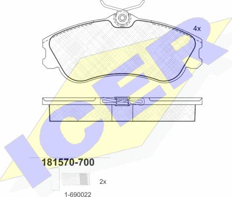 Icer 181570-700 - Комплект спирачно феродо, дискови спирачки vvparts.bg