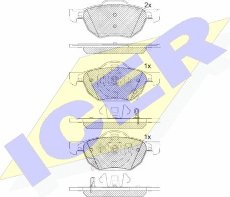 Icer 181695 - Комплект спирачно феродо, дискови спирачки vvparts.bg