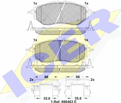 Icer 181697-066 - Комплект спирачно феродо, дискови спирачки vvparts.bg