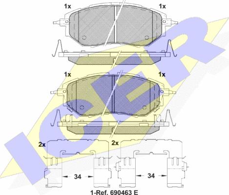 Icer 181697-067 - Комплект спирачно феродо, дискови спирачки vvparts.bg