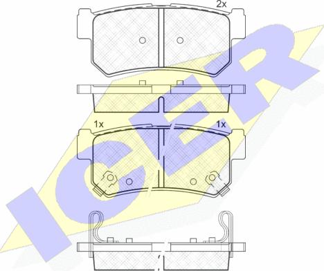 Icer 181646 - Комплект спирачно феродо, дискови спирачки vvparts.bg