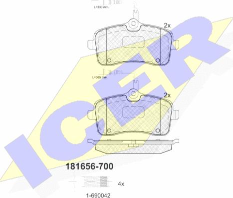 Icer 181656-700 - Комплект спирачно феродо, дискови спирачки vvparts.bg