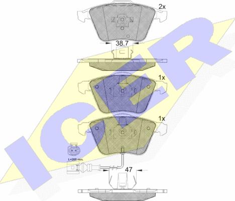 Icer 181653 - Комплект спирачно феродо, дискови спирачки vvparts.bg