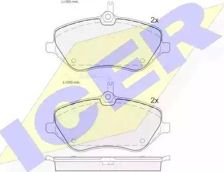 Icer 181657 - Комплект спирачно феродо, дискови спирачки vvparts.bg