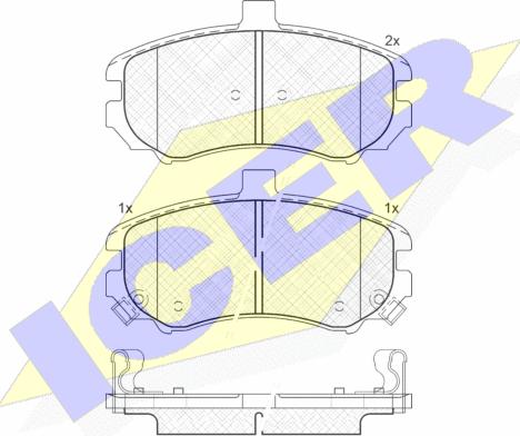 Icer 181666 - Комплект спирачно феродо, дискови спирачки vvparts.bg