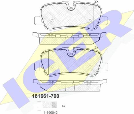 Icer 181661-700 - Комплект спирачно феродо, дискови спирачки vvparts.bg