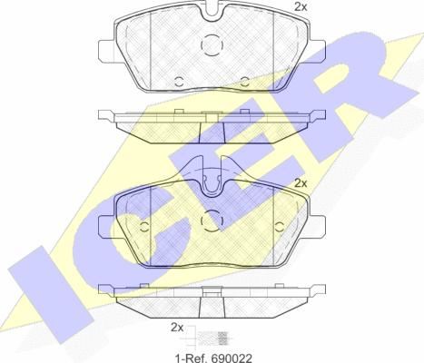 Icer 181662-202 - Комплект спирачно феродо, дискови спирачки vvparts.bg