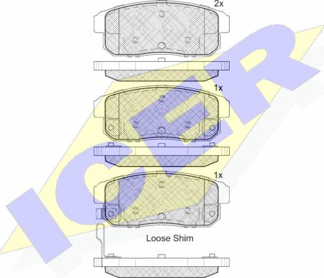 Icer 181667 - Комплект спирачно феродо, дискови спирачки vvparts.bg