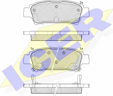 Icer 181608 - Комплект спирачно феродо, дискови спирачки vvparts.bg