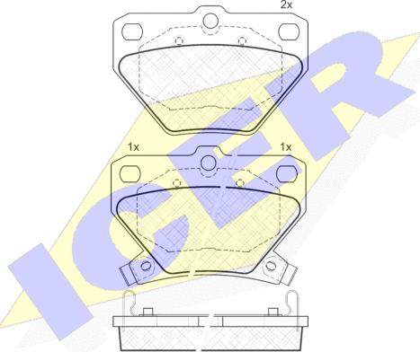 Icer 181607 - Комплект спирачно феродо, дискови спирачки vvparts.bg