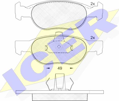 Icer 181616 - Комплект спирачно феродо, дискови спирачки vvparts.bg