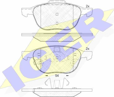 Icer 181617-203 - Комплект спирачно феродо, дискови спирачки vvparts.bg