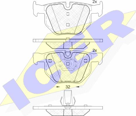 Icer 181685-202 - Комплект спирачно феродо, дискови спирачки vvparts.bg