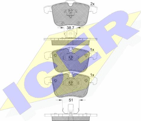 Icer 181681 - Комплект спирачно феродо, дискови спирачки vvparts.bg