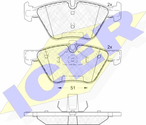 Icer 181683 - Комплект спирачно феродо, дискови спирачки vvparts.bg