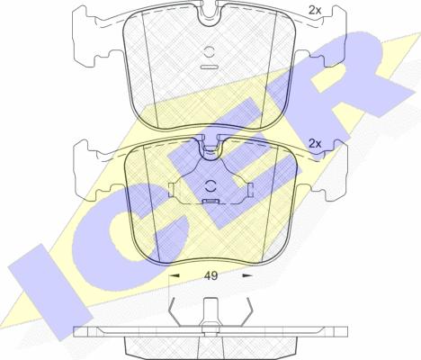 Icer 181628 - Комплект спирачно феродо, дискови спирачки vvparts.bg