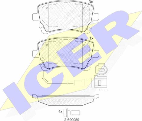 Icer 181674-203 - Комплект спирачно феродо, дискови спирачки vvparts.bg