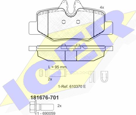 Icer 181676-701 - Комплект спирачно феродо, дискови спирачки vvparts.bg