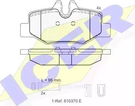 Icer 181676 - Комплект спирачно феродо, дискови спирачки vvparts.bg