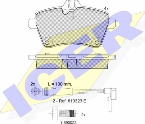 Icer 181678-700 - Комплект спирачно феродо, дискови спирачки vvparts.bg