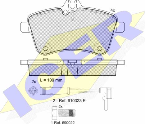 Icer 181677-700 - Комплект спирачно феродо, дискови спирачки vvparts.bg