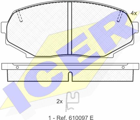 Icer 181099 - Комплект спирачно феродо, дискови спирачки vvparts.bg