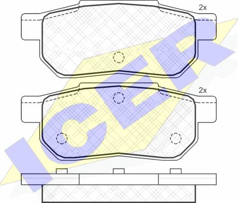 Icer 181045 - Комплект спирачно феродо, дискови спирачки vvparts.bg