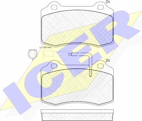 Icer 181058 - Комплект спирачно феродо, дискови спирачки vvparts.bg