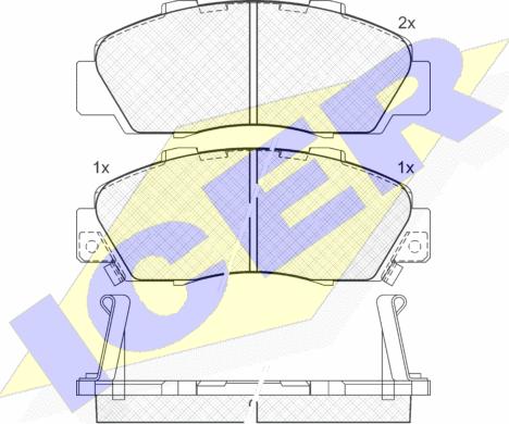 Icer 181019 - Комплект спирачно феродо, дискови спирачки vvparts.bg