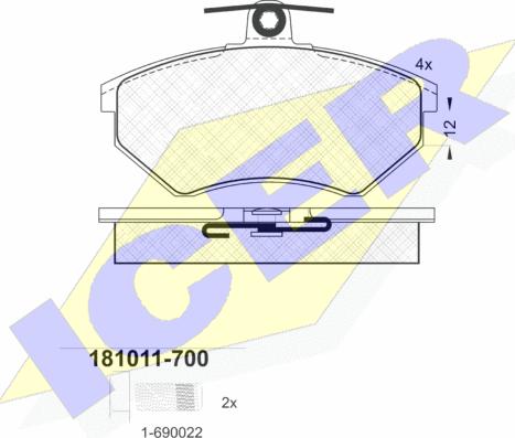 Icer 181011-700 - Комплект спирачно феродо, дискови спирачки vvparts.bg