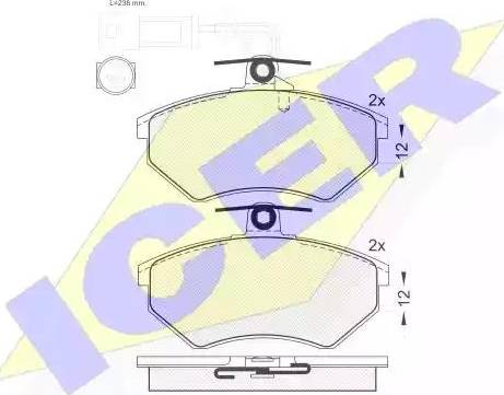 Icer 181013 - Комплект спирачно феродо, дискови спирачки vvparts.bg