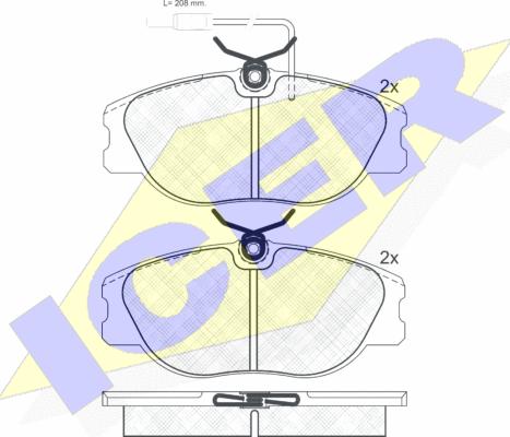 Icer 181033 - Комплект спирачно феродо, дискови спирачки vvparts.bg