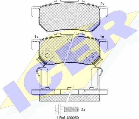 Icer 181024 - Комплект спирачно феродо, дискови спирачки vvparts.bg