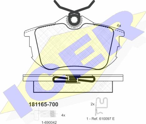 Icer 181165-700 - Комплект спирачно феродо, дискови спирачки vvparts.bg